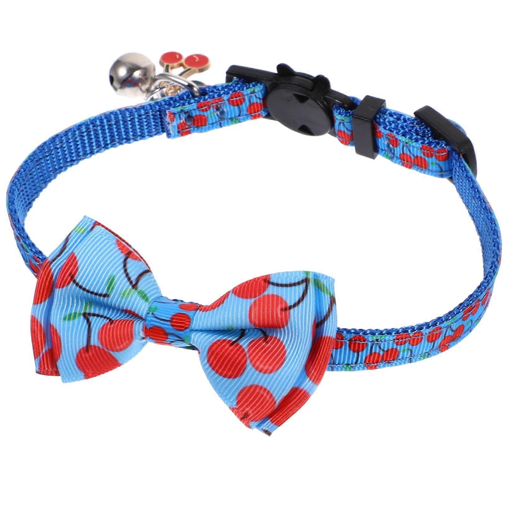 Adjustable Cat Collar With Removable Bell And Cherry Blossom Design
