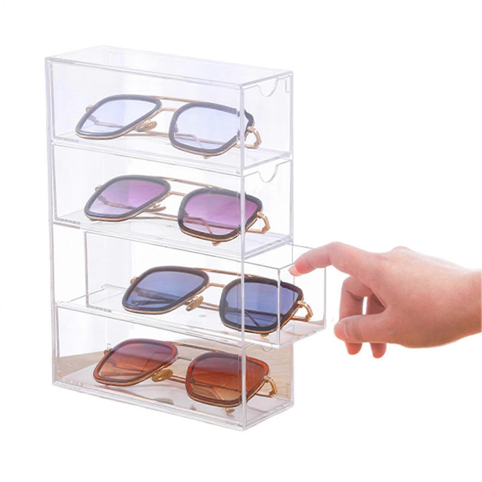 Acrylic sunglasses organizer, 4layer glasses case, tabletop storage box