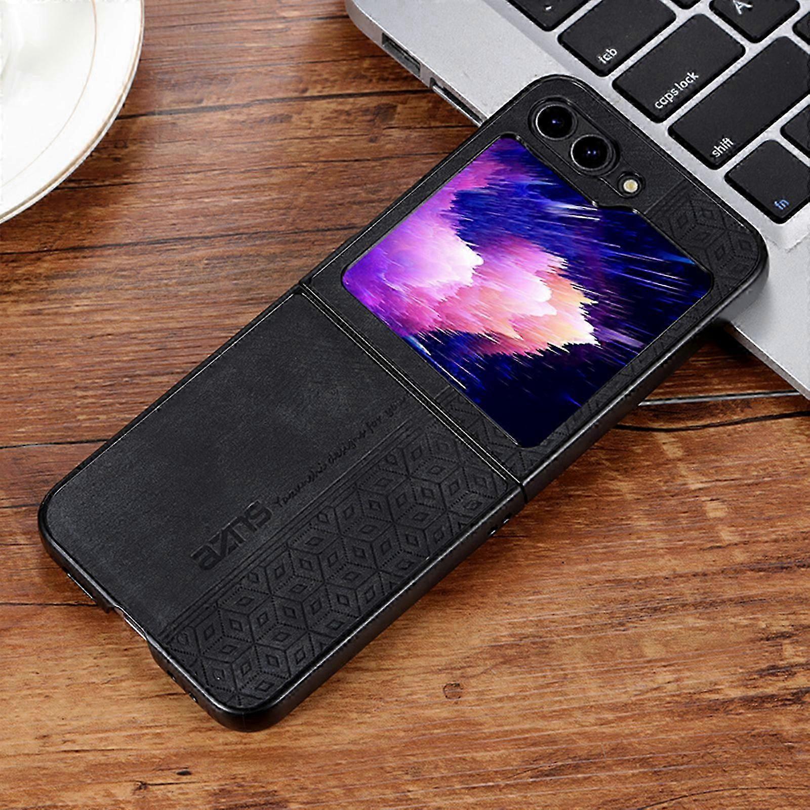Embossed Leather Case for Samsung Galaxy Z Flip 6 5G, 2 in 1 (PU+TPU) Camera Lens Protection Shockproof and Bumper Phone Case Cover