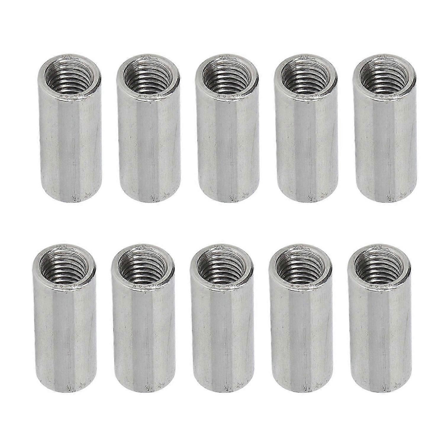 10PCS Round Coupling Nuts 304 Stainless Steel Female Thread Cylindrical Connection Nut Set