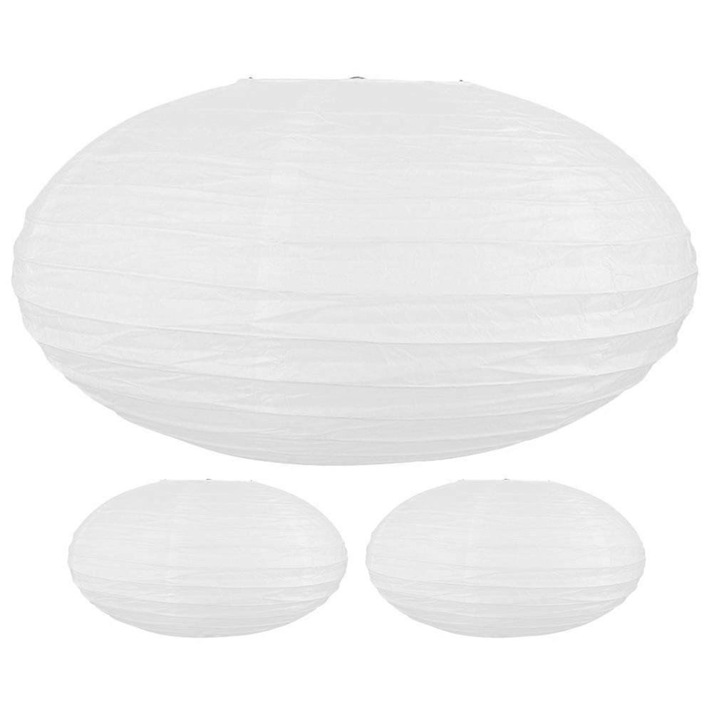 Paper Lampshade Decor Oval Paper Lantern Shade For Home Party 40.00X40.00X22.00CM Simple And Generous Appearance 3Pcs
