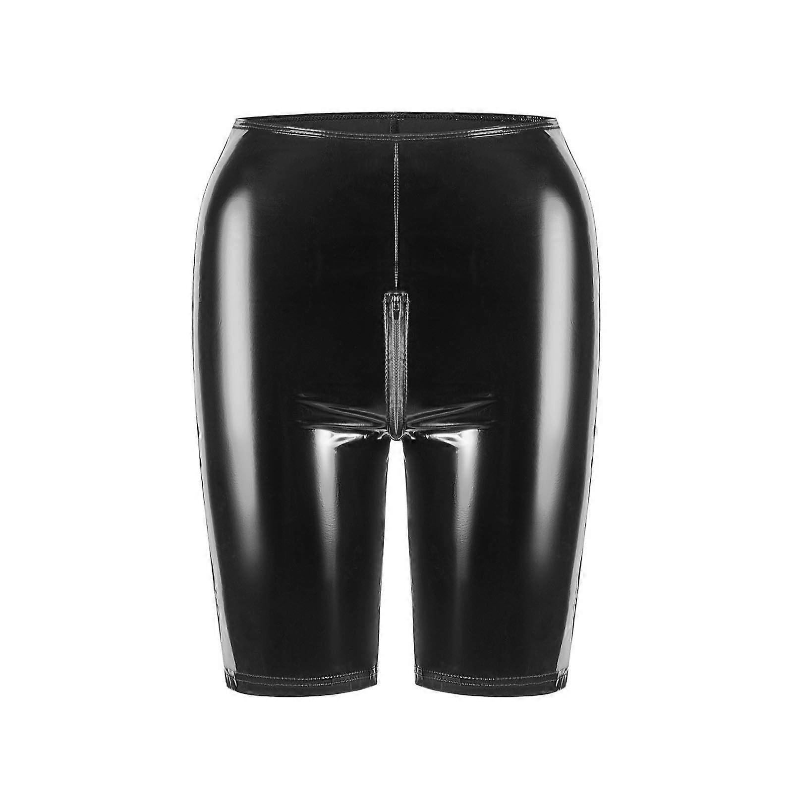Women's negligee in gloss PVC leather with zipper, Ablack size M