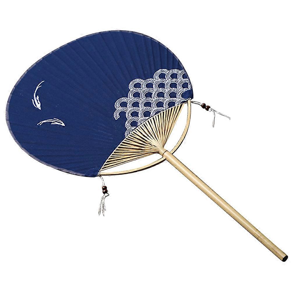 Japanese Style Bamboo Round Fan with Patterns, Lightweight Handheld Design for Home Decoration and Dance Costumes