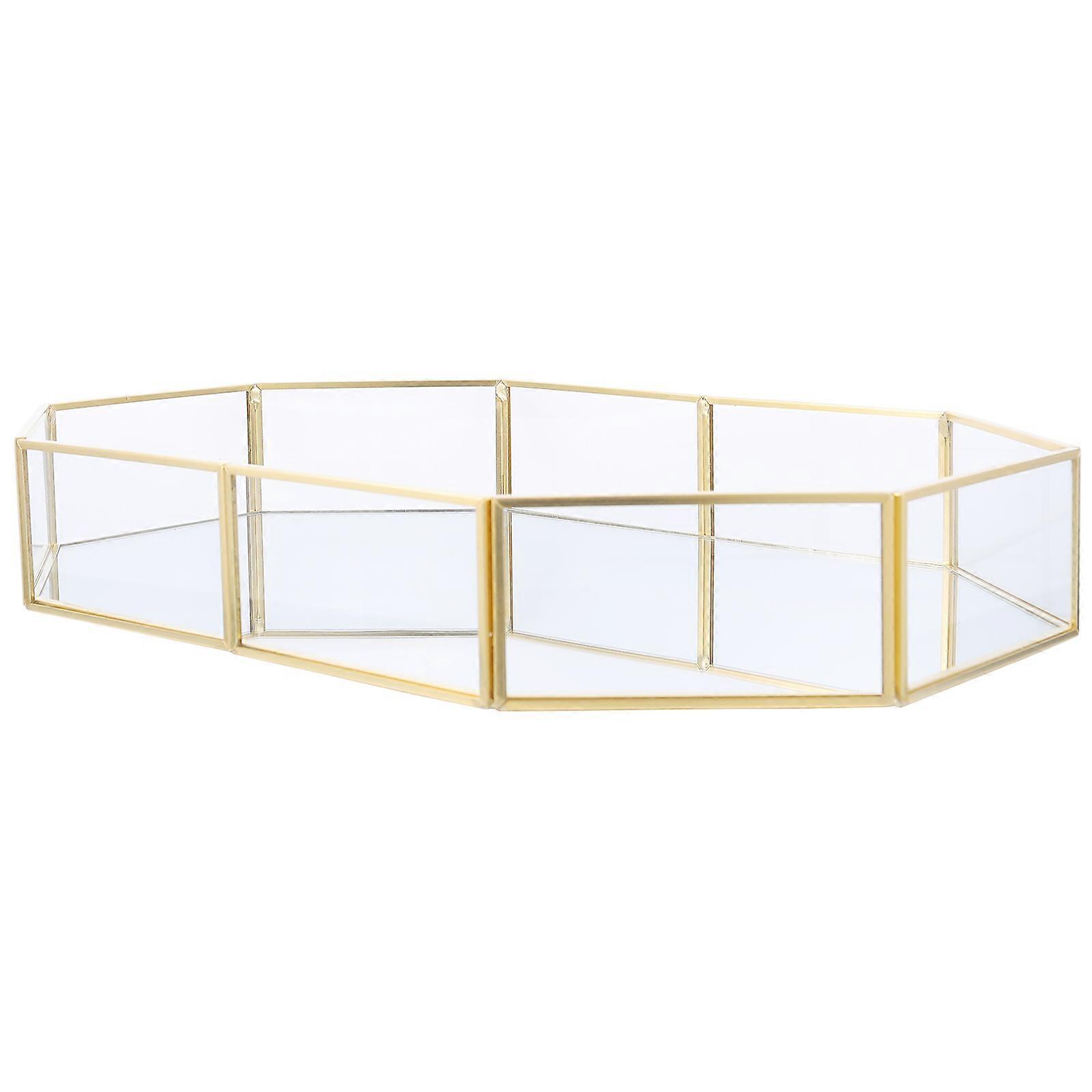 Jewellery Holder Metal Frame Jewelry Tray Golden Octagonal Simple and Elegant Style For Friends 1Pack