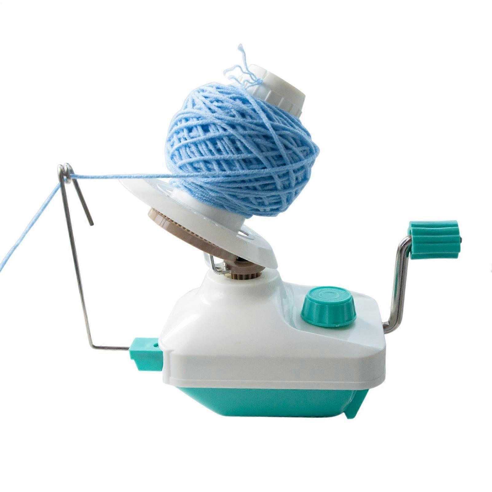 Handoperated yarn ball winder Efficient, portable, for knitting crafts Green