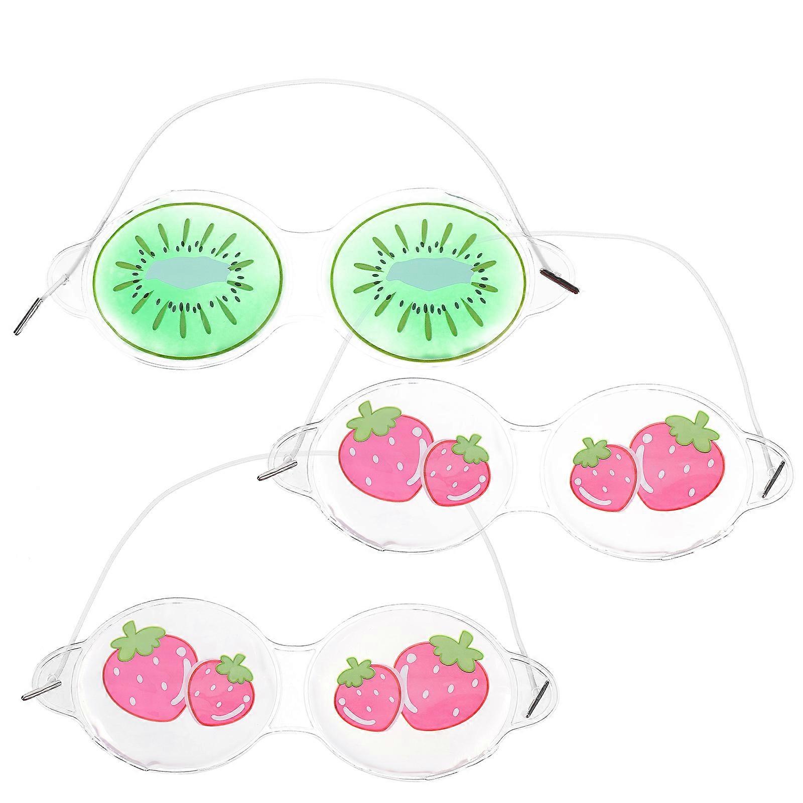 3pcs Reusable Cooling Eye Masks with Cucumber Design, Breathable PVC Gel for Travel, Hotels, and Light Sensitivity Relief
