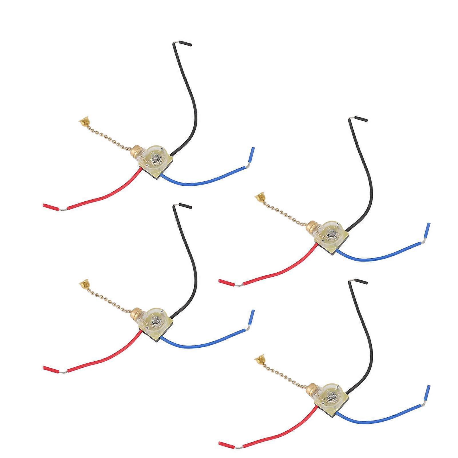 4Pcs Ceiling Fan Light Switch Replacement Lamp Pull Chain Switch 3 Wire Ceiling Fan Lamp Switch 250V 125V