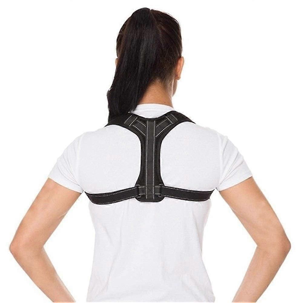 Posture Corrector Back Support Adjustable Back-Shoulder-Lumbar Spine Support Belt Large Black for Men and Women