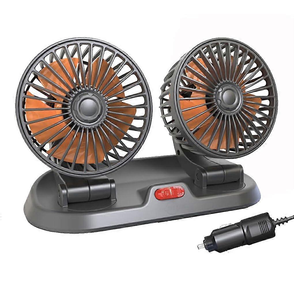 Car Double Head Dashboard Fan Foldable Rotating Adjustable Replacement 24V Power Fan For Car Accessories