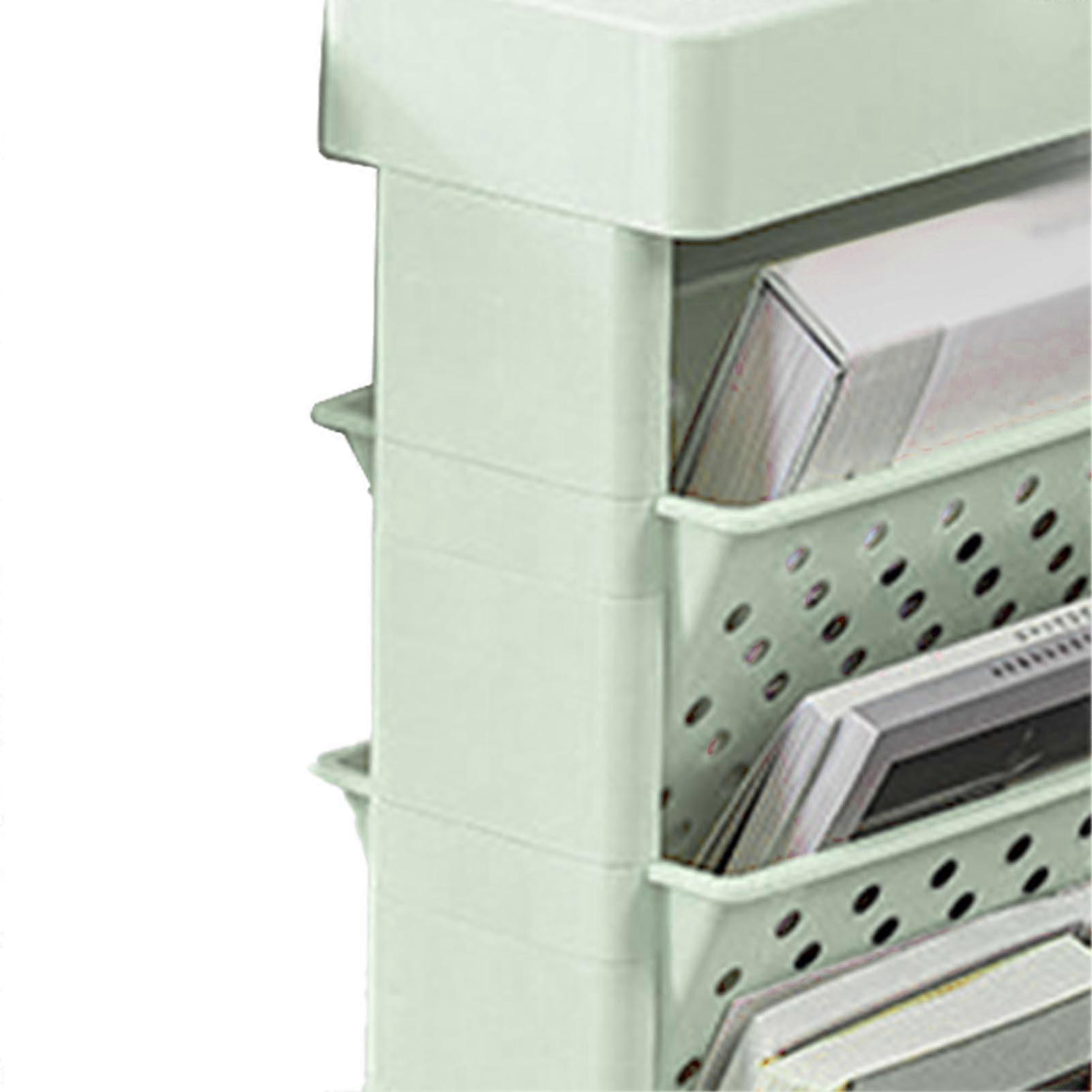 Movable Bookshelf Multipurpose Large Capacity Multilayer 4 Universal Wheels Deskside Bookshelf for Office School Home Green