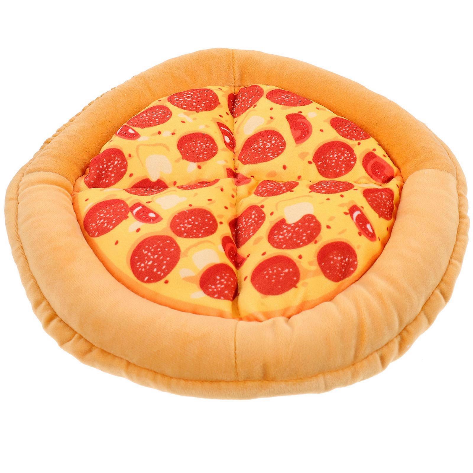 Cat Bed and Mat Set with Squeaky Toy and Pizza Design for Comfortable Sleeping