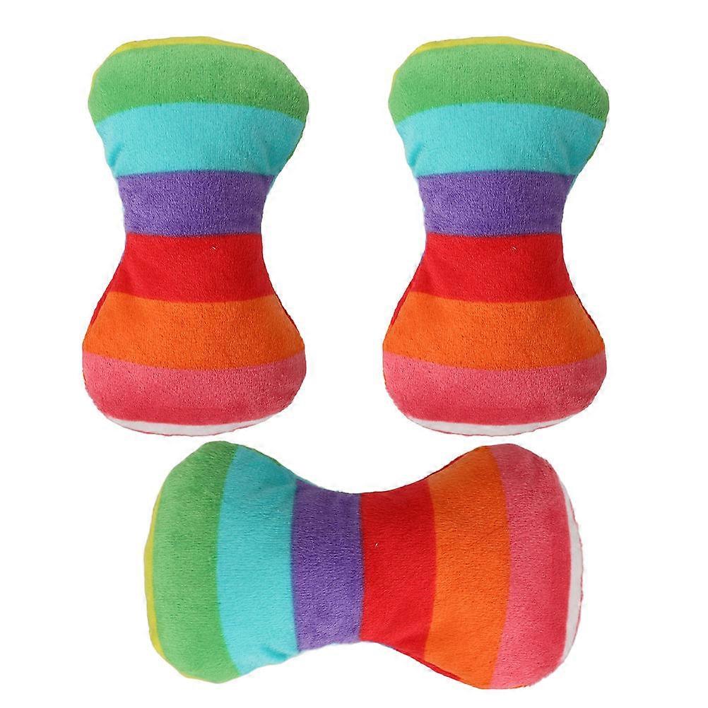 Dog Bones For Small Dogs Soft Fun Interactive Chew Toys Curiosity Boosting Teeth Cleaning Multi-Color 3Pcs