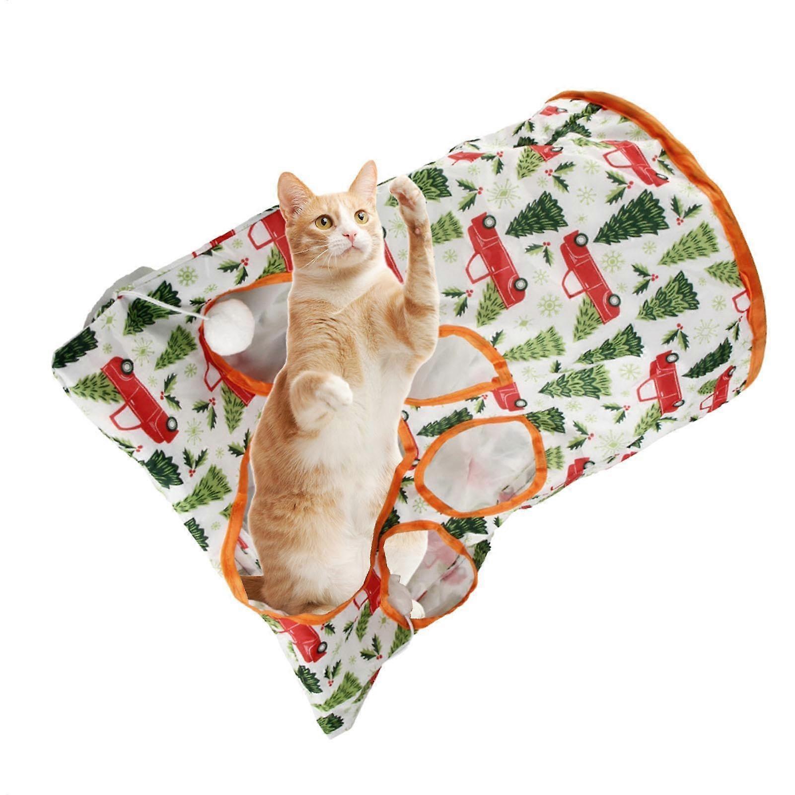 Cat tunnel, cat play tunnel Foldable dog tracking toy kitten tunnel Expandable indoor cat toy small animal caves for pet stores forest