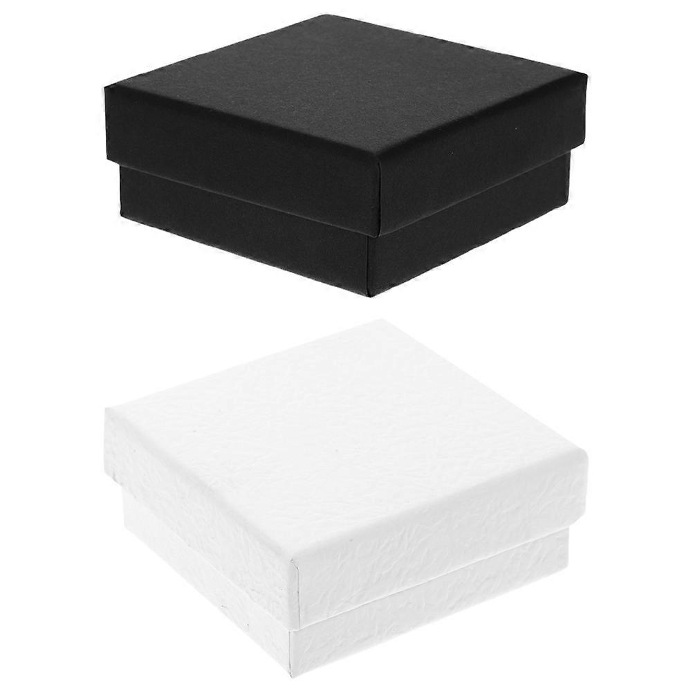 Elegant smykkeskrin til kvinder Rejser hverdagsbrug firkantet form opbevaringsbeskyttelse display sort farve 7,00X7,00X3,00 cm 2 sæt