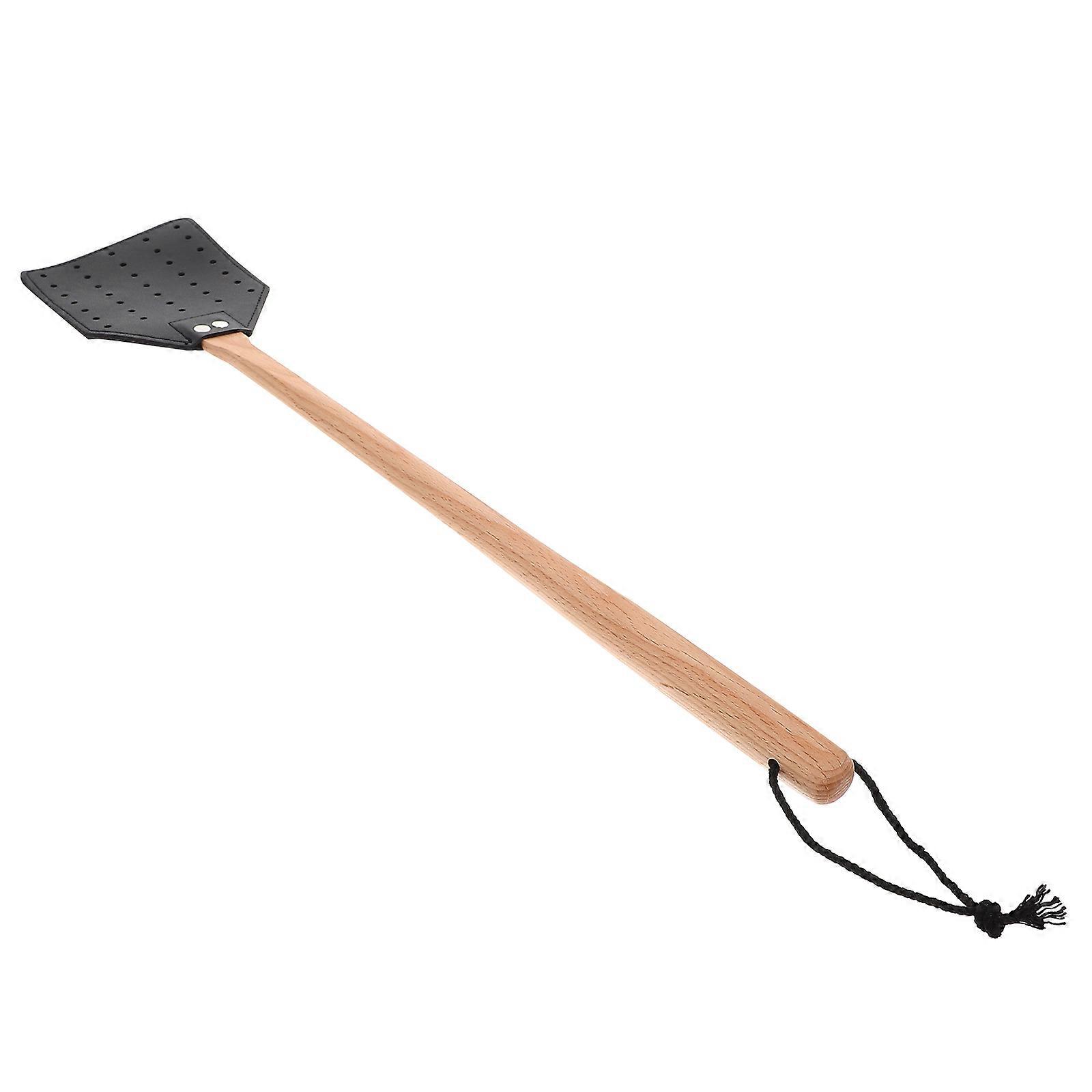 Wood Handle Fly Swatters Insect Control For Hotel Use 49.5X10X2CM Leather 1Pack