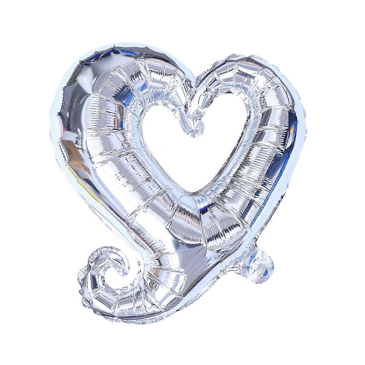 Balões de Folha de Coração de Amor Prata 18 Polegadas Decoração de Parede Decoração de Chão 4Set