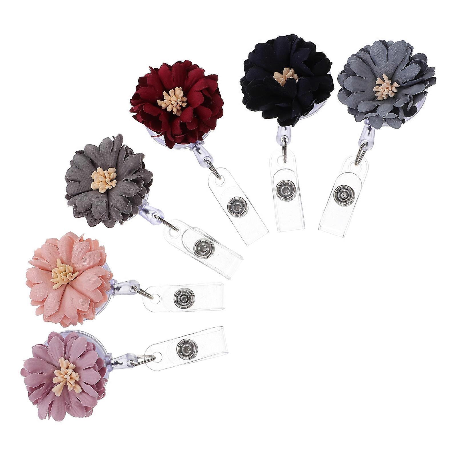 Badge Reel with Clip for Office Use Assorted Color Plastic and Metal 6 Pieces per Pack