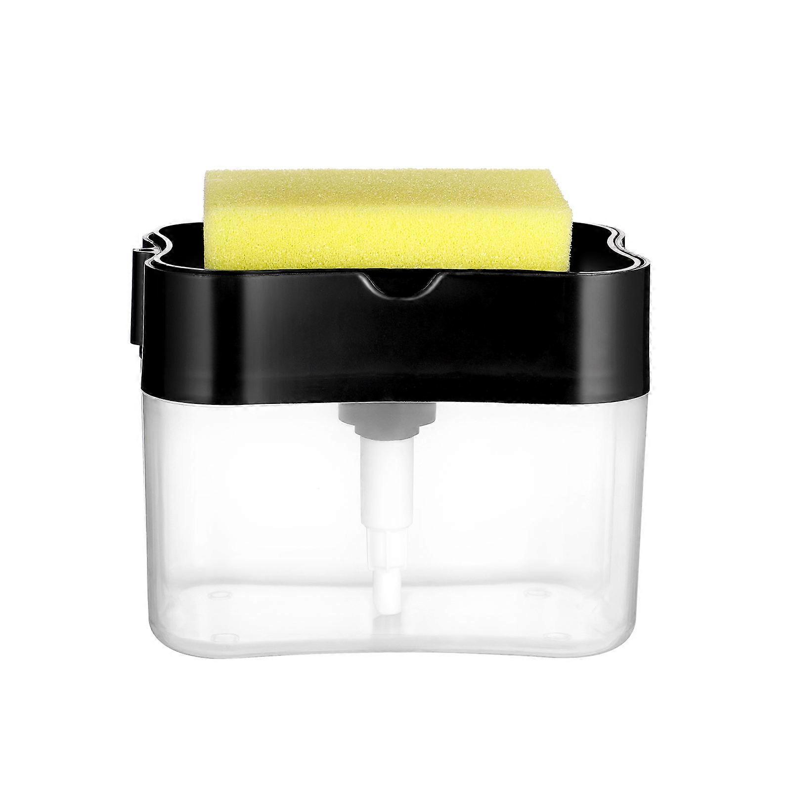 Manual Soap Dispenser Pump Dispenser Large Capacity Grey 11 X 14 Cm Kitchen Storage Container Sponge Bracket 1Pcs