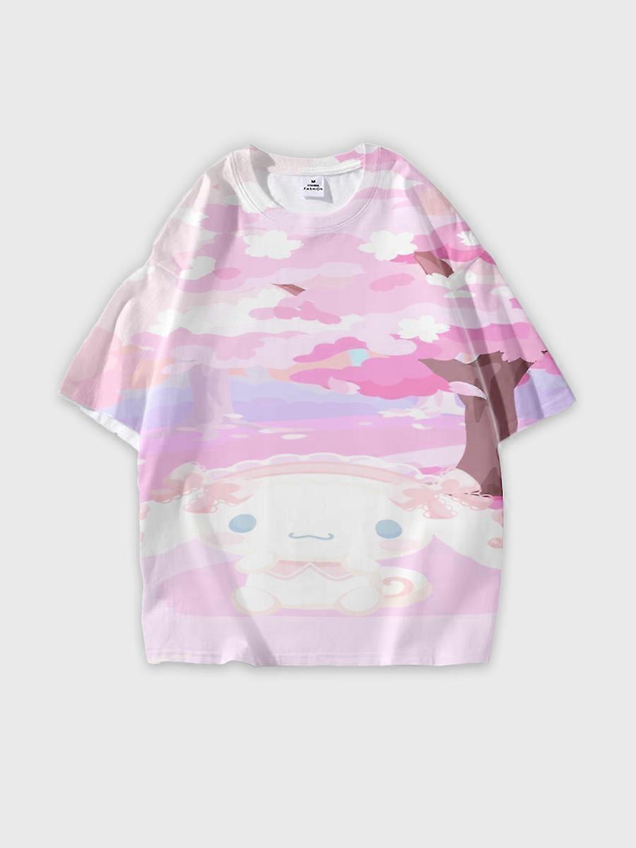 T-shirt round neck Cartoon Pattern loose short sleeve E1364