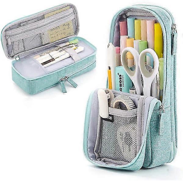 2-layer standing case mobile phone stand stand folding 3c bag double zipper pencil holder office school desk