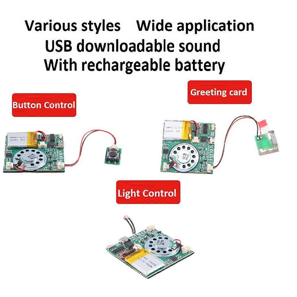 USB Recording Music Module Greeting Card, button