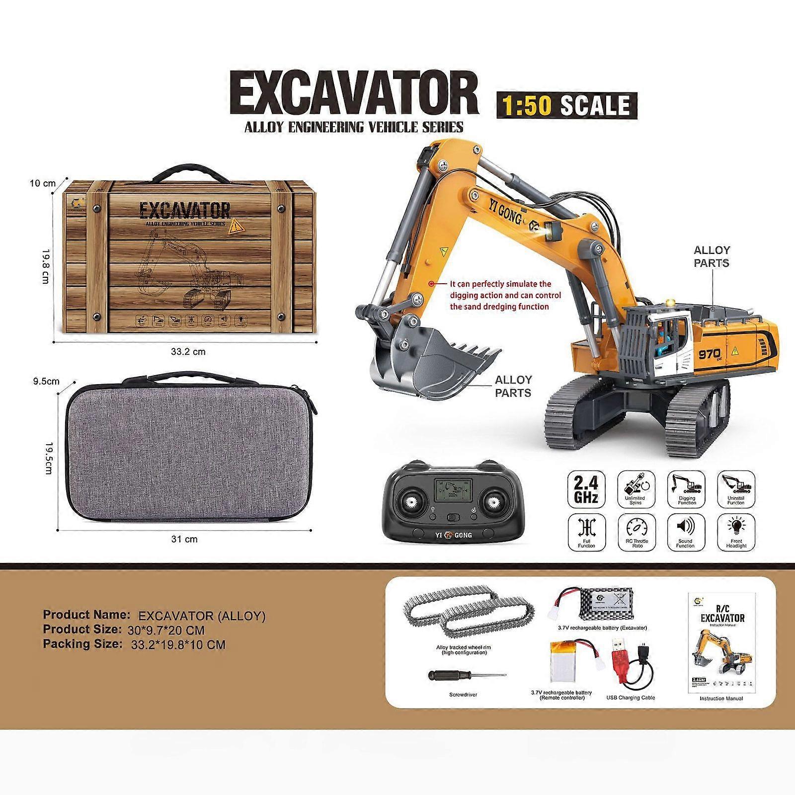 1/50 RC מחפר K970 הנדסה חשמלי הרמה דיגר מתכת דלי RTR טורט