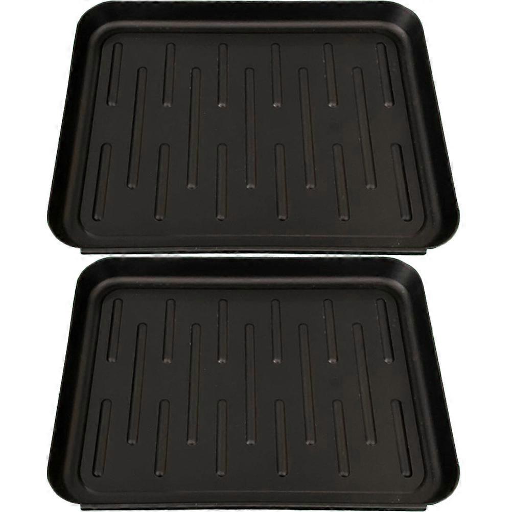 Black Plastic Shoe Boot Trays with Raised Edges for Indoor Outdoor Use Protect Floors from Water