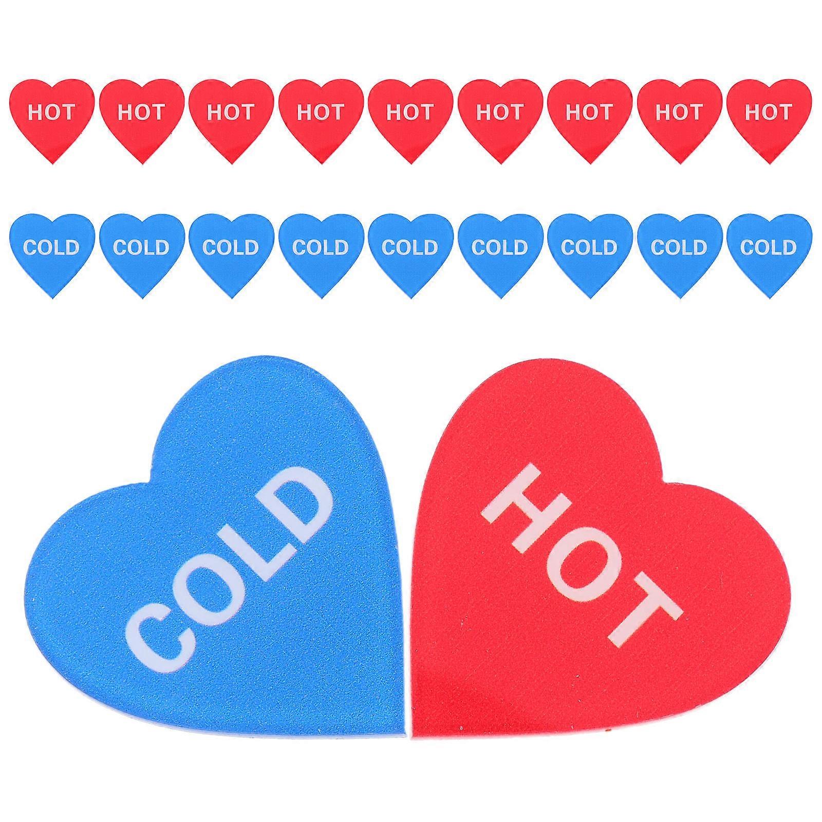 20pcs Heart Shaped Hot Indicator Stickers, Acrylic Faucet Labels for Temperature Identification, Suitable for Bathrooms and Kitchens in Homes and