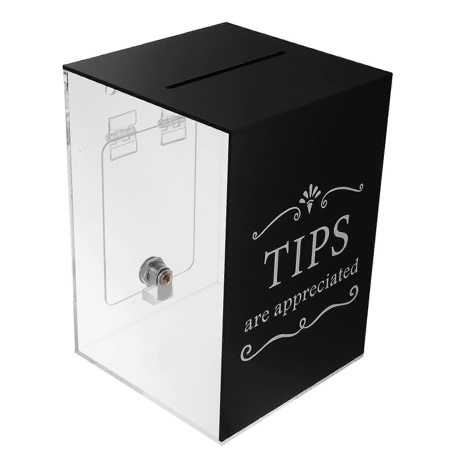 Acrylic Tip Box Transparent Storage Container With Slot For Bars Restaurants Collecting Tips Donations Suggestions