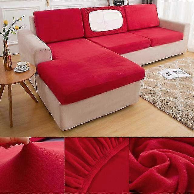 Washable Removable Plush Sofa Seat Cushion Covers - Elastic Protector Case for Furniture, Pets & Kids - Durable & Comfortable