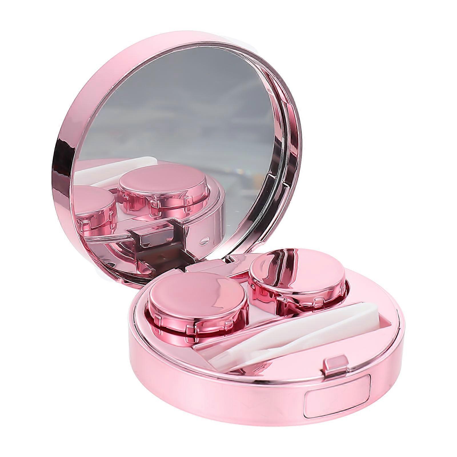 Lens Container Storage Case For Professionals And Outdoor Activities Pink Square 1 Set Made Of PP