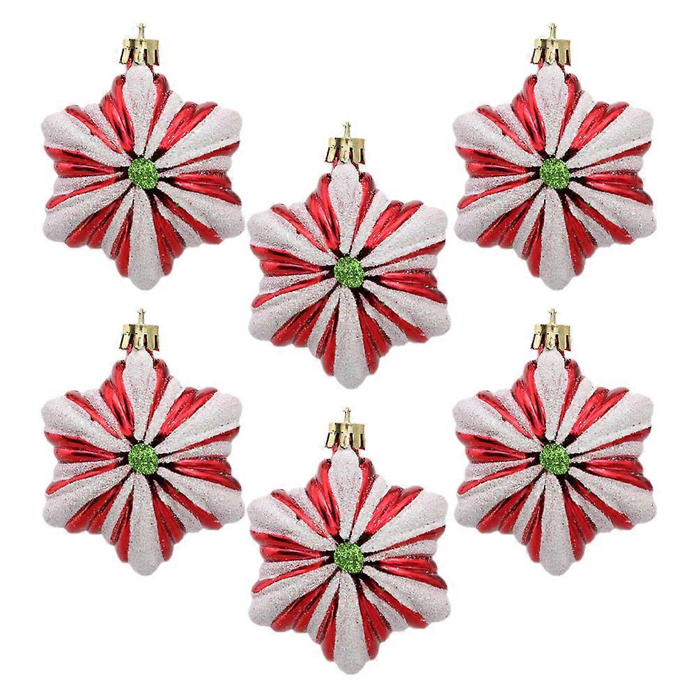 6pcs Hexagonal Pumpkin Star Christmas Tree Hanging Ornaments Xmas Decor Wall Door Window Fireplace Holiday Party Decoration
