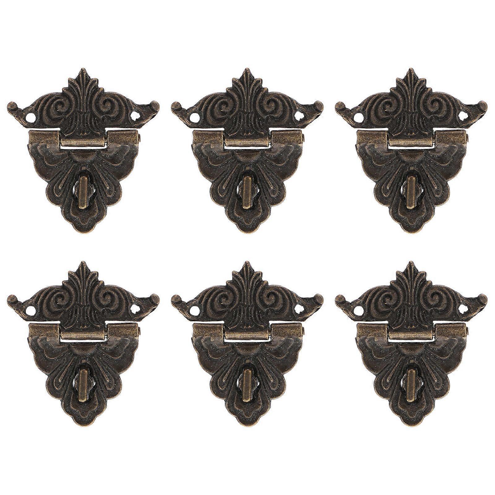 Box Clasps For Wooden Boxes Decorative Function With Light Brown Finish 4.8X4.4X1CM 6Pack