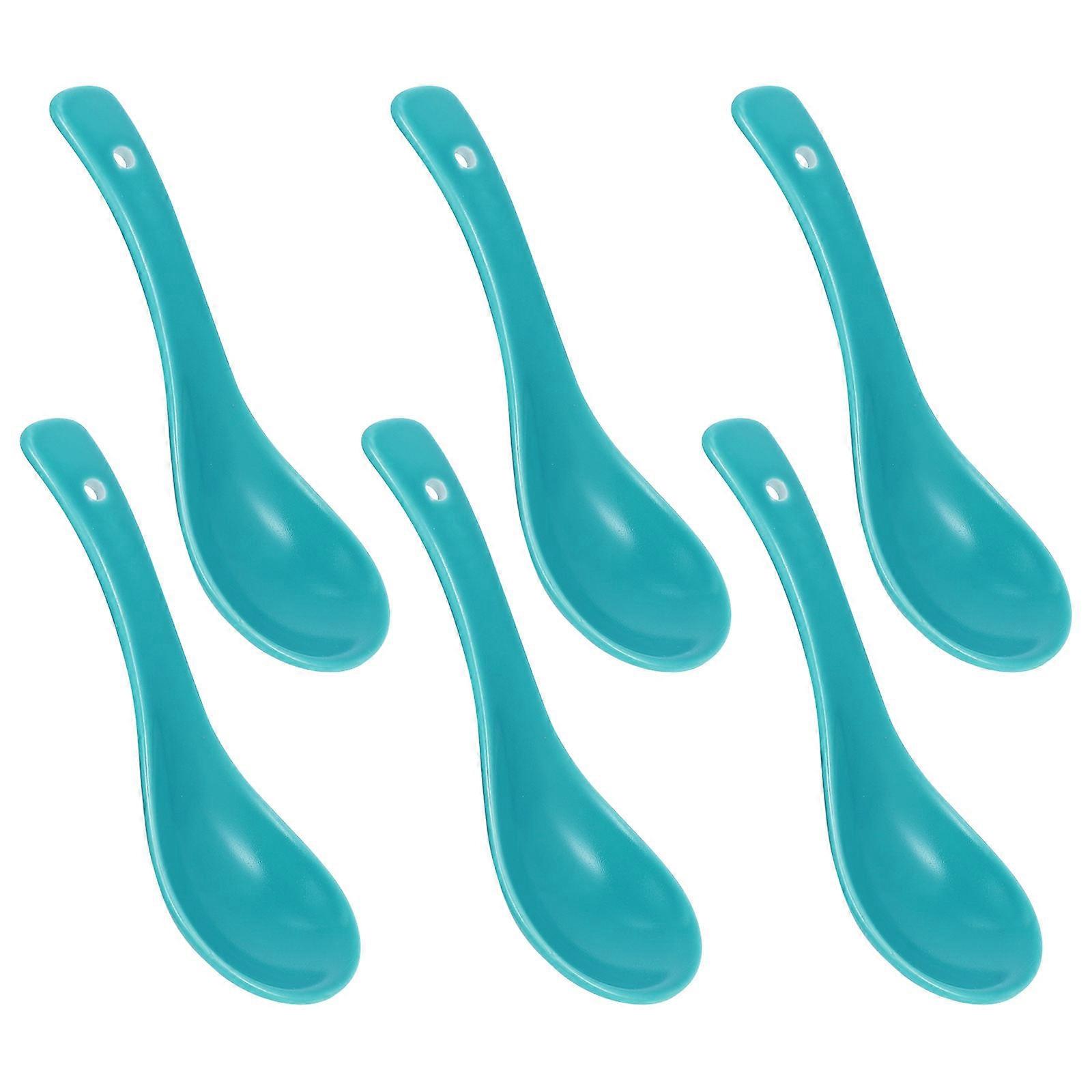 Ceramic Soup Spoons for Kitchen Use 6Pcs Practical Green Feeding Spoons