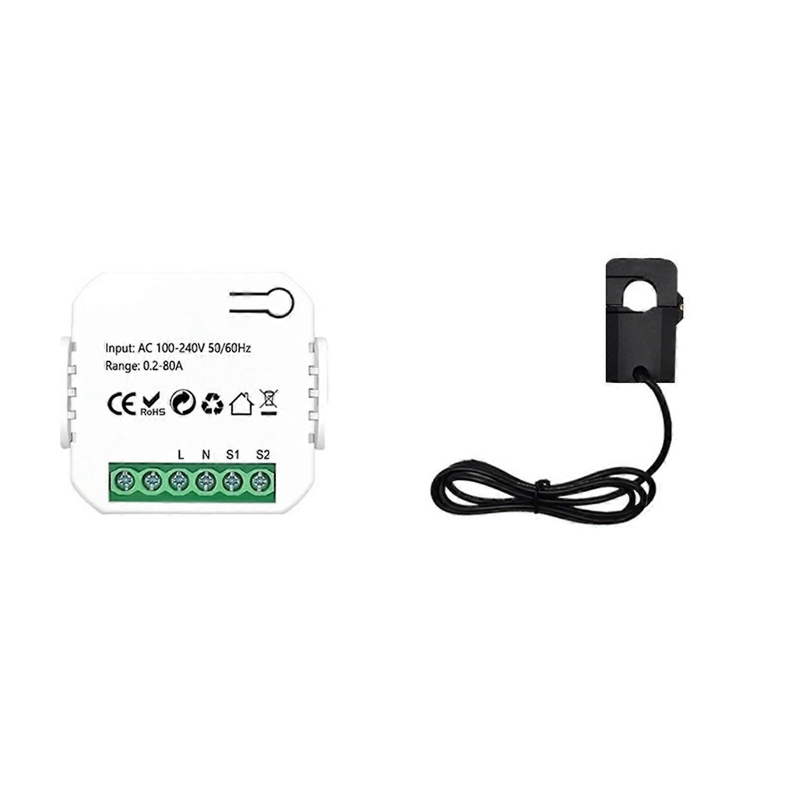 Digital Electricity Meter ZigBee Meter Energy Power Monitor 80A Clamp Current Sensor DIN Rail Tuya Smart App Power Statistics