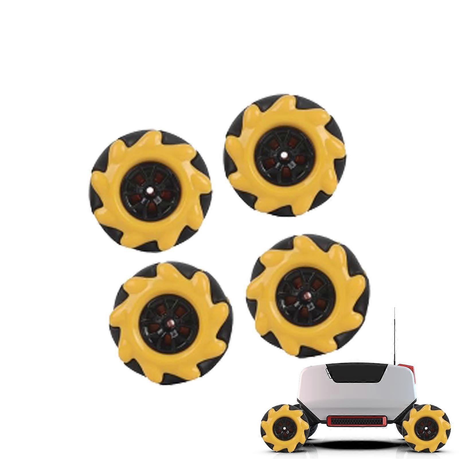 Mecanum Wheel Omnidirectional Mecanum Left Right Mecanum Robot Drive Wheel Toy Components with 48 mm, 2 Pairs Left and Right Robot Wheel Accessories.