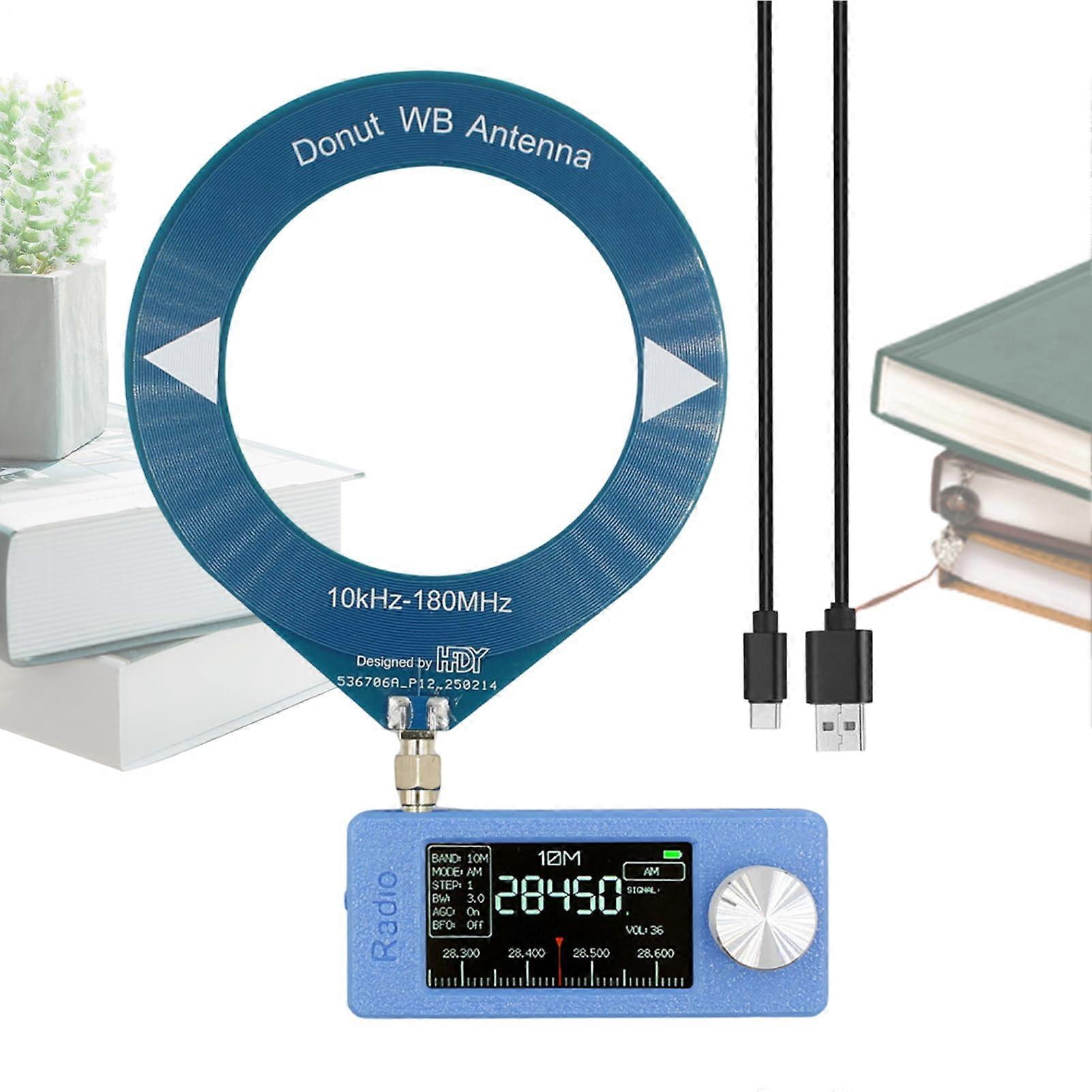 Audio Amplifier with FM Radio Receiver, 800mAh Battery, 4.8-Inch IPS Display, LSB USB AM, Blue for Karaoke, Studio, Outdoor Use