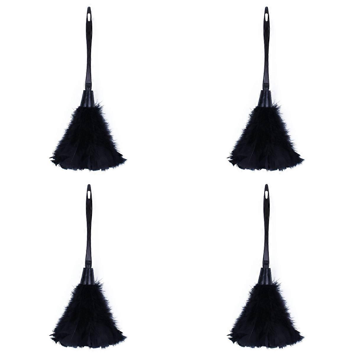 4Pc Fashion Turkey Duster with Black Plastic Handle Cleaning Tool(Black)35cm