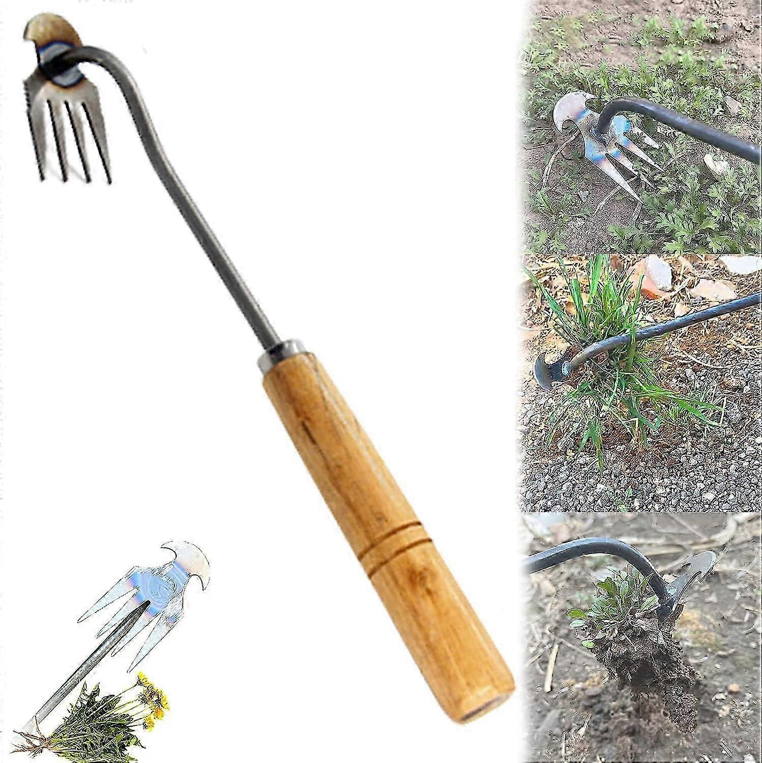 Garden Weeder Puller, Uprooting Weeding Tool Weeding Artifact Tool, Deluxe 4-Claws Metal Weed Removal Weeding Tool Easy Root Remover