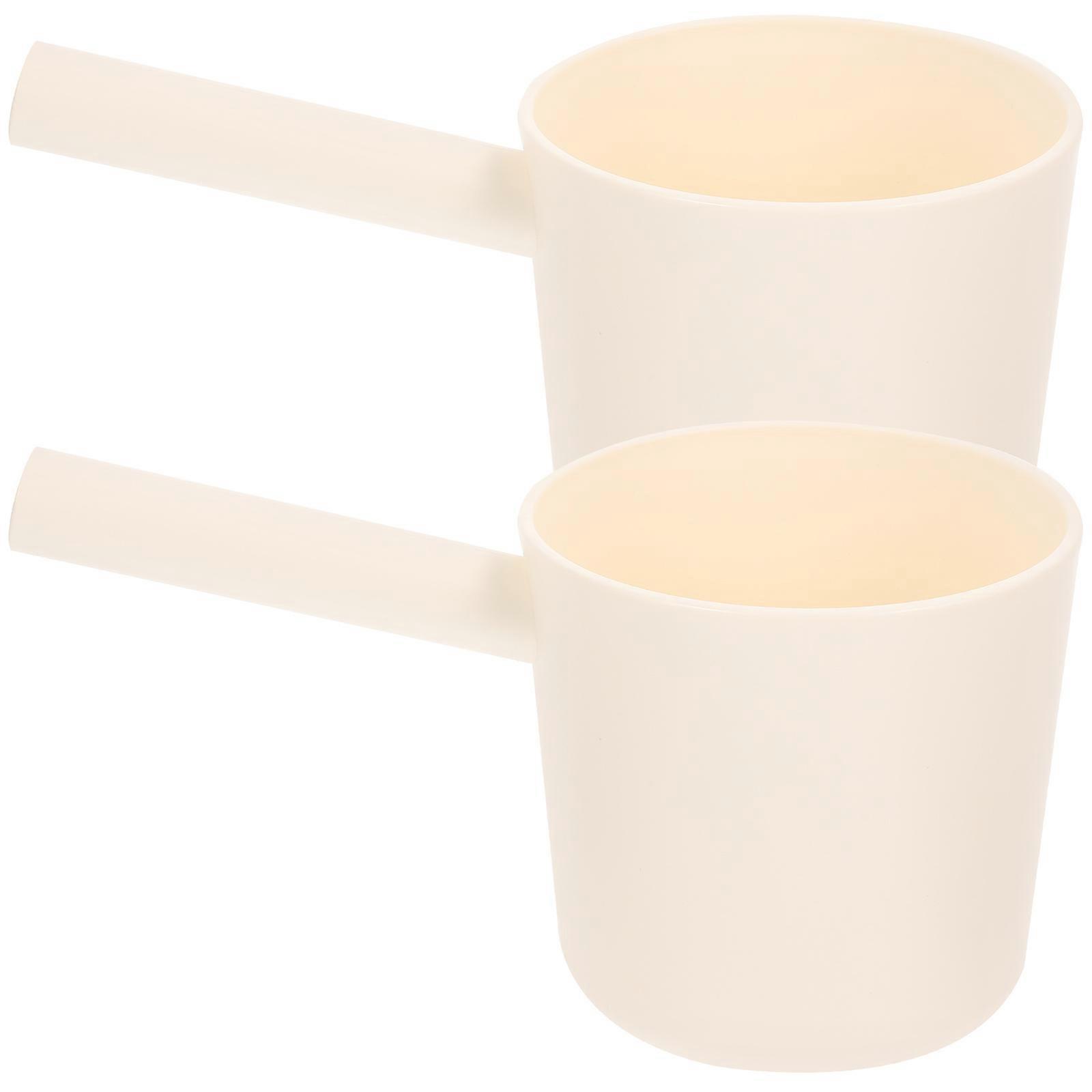 Beige Kitchen Water Ladles with Long Handle for Kitchen Use Made of PP Material 2 Pieces