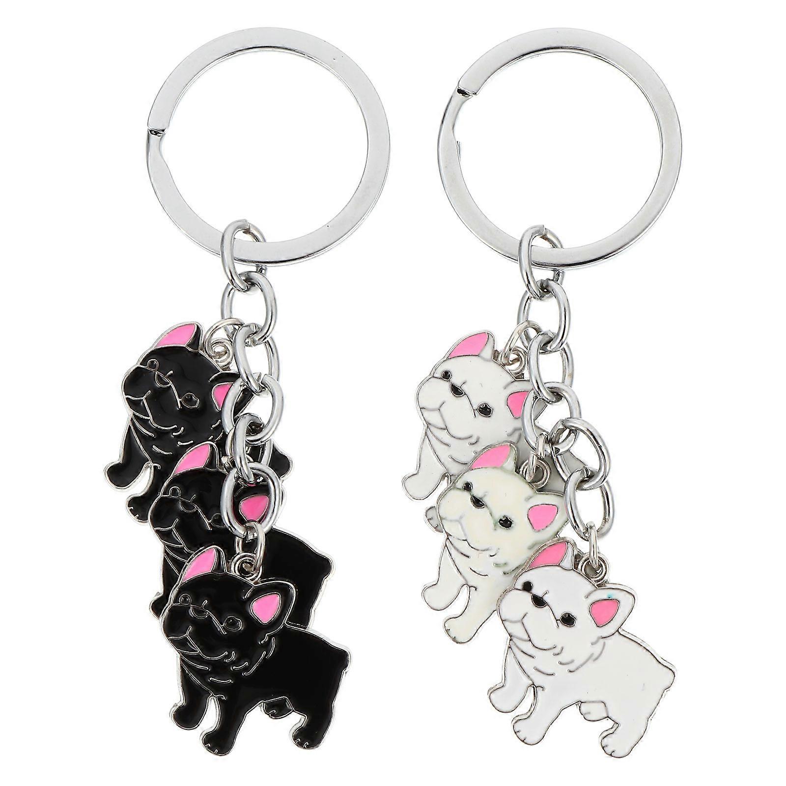 Chic White Alloy Key Chain Set Creative Key Pendants for Decoration 2pcs