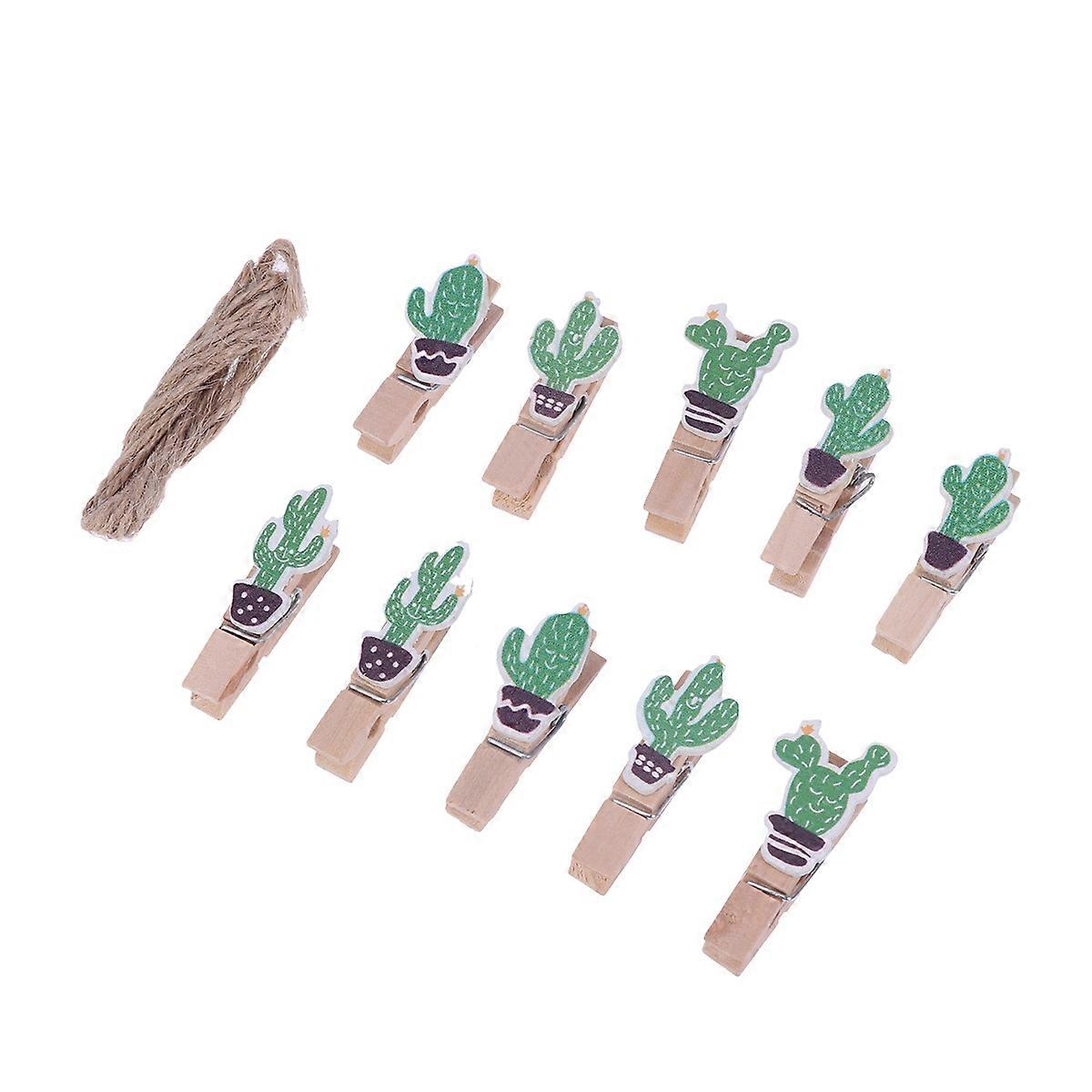 10Pcs Cactus Design Photo Clips for Home Decoration Birthday Celebrations Assorted Color Multifunction