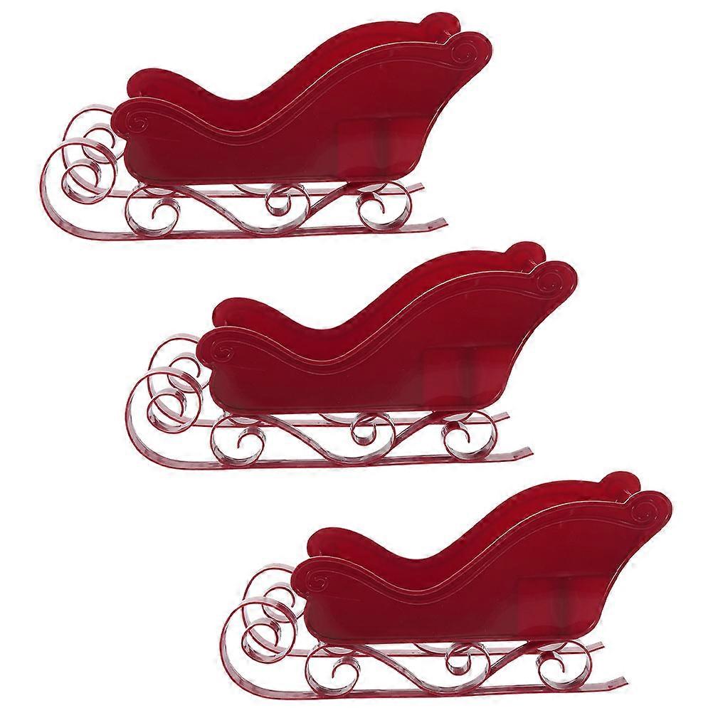 MLINS 3Pcs Christmas Mini Plastic Sleigh Model for Xmas Themed Party Tree Decoration and Photo Prop