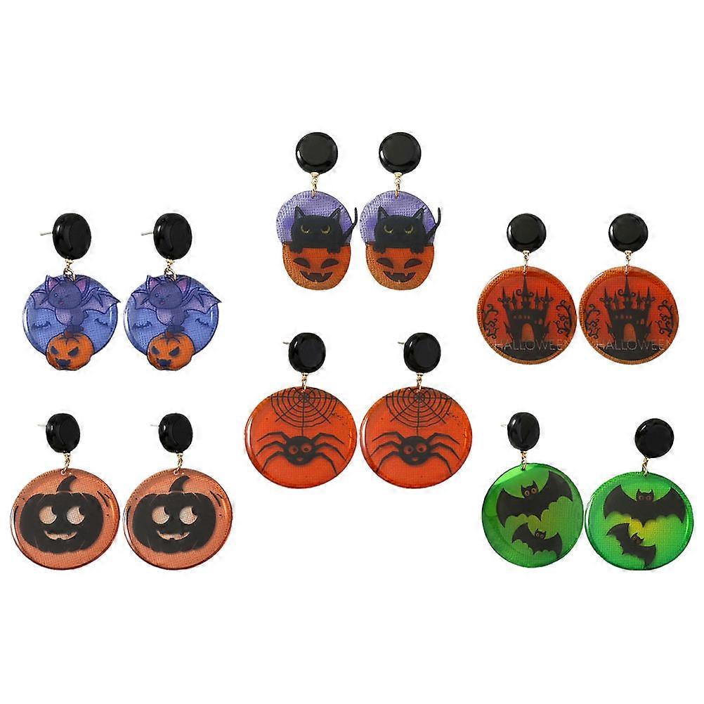 Γοτθικό σκουλαρίκι κοσμήματα 6 ζεύγη γυναικεία καρφιά αυτιών Θέμα αποκριών χαριτωμένα σκουλαρίκια μοναδική εμφάνιση