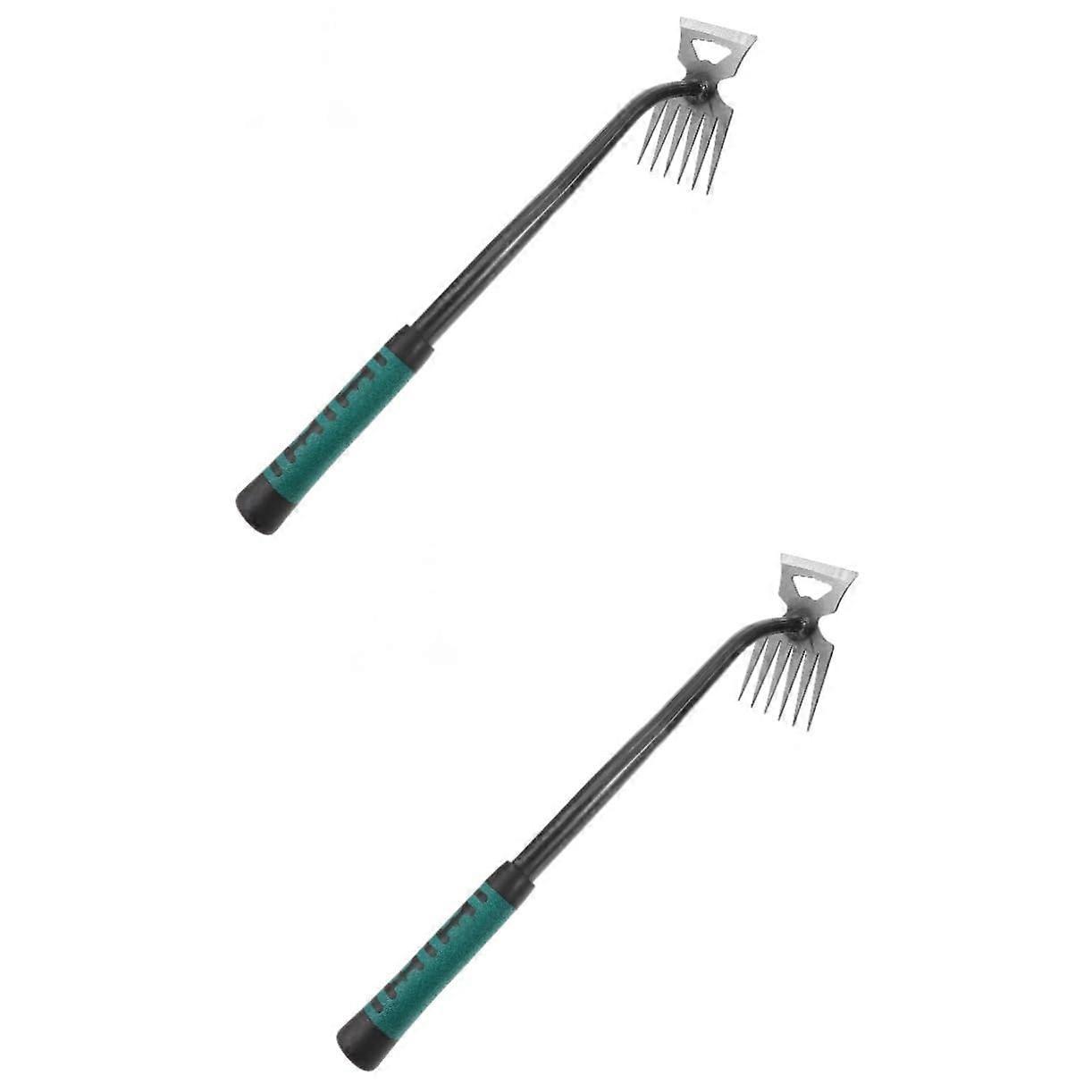 2 pieces garden tool hand weeder, ergonomic and stable weed remover for effective weeding, multifunctional hoe for gardens, lawns, and public parks.
