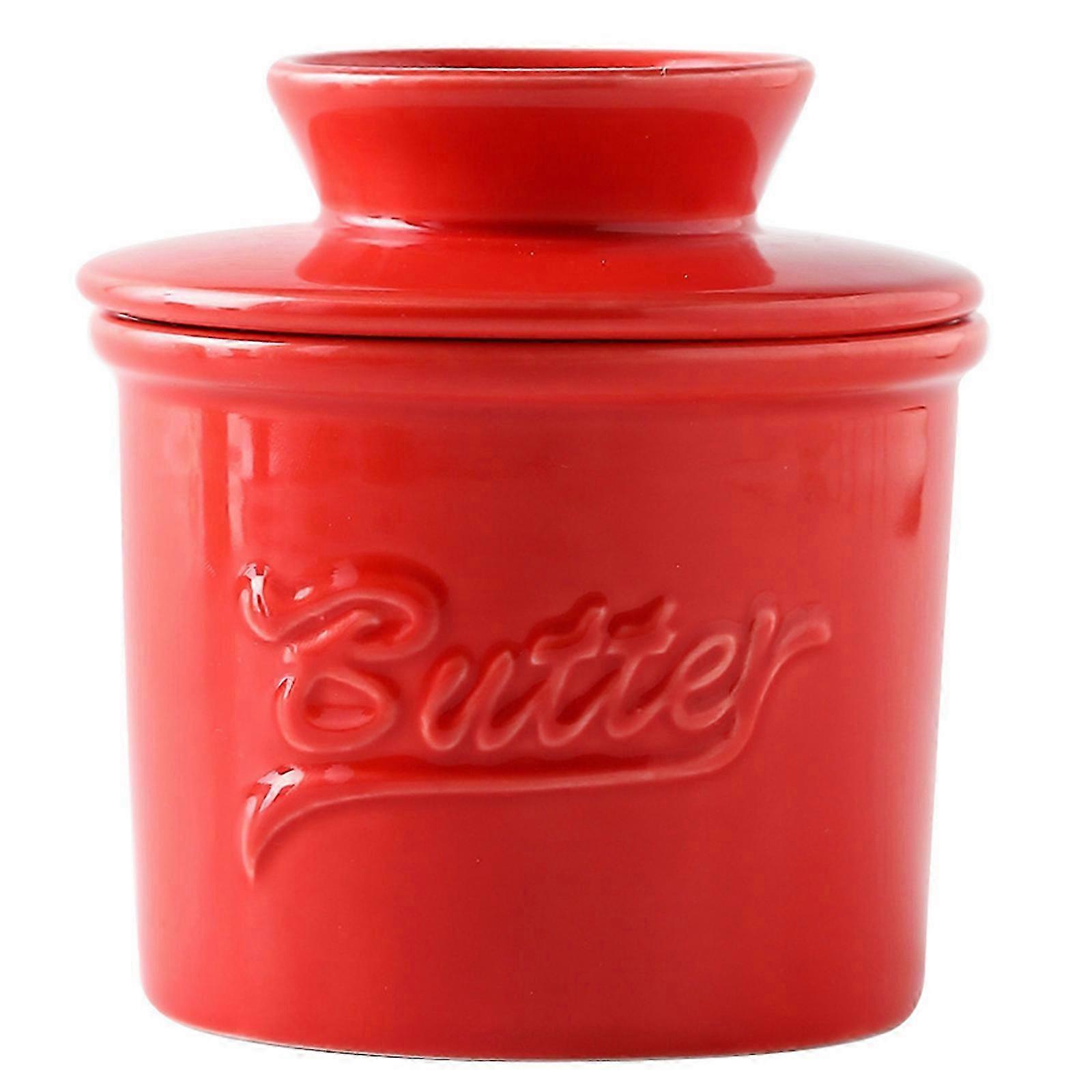 2025 Effective Ceramic Butter Servers Ceramic Butter Holders For Freshness And Style In Kitchen Perfect For Bread And Baking Red