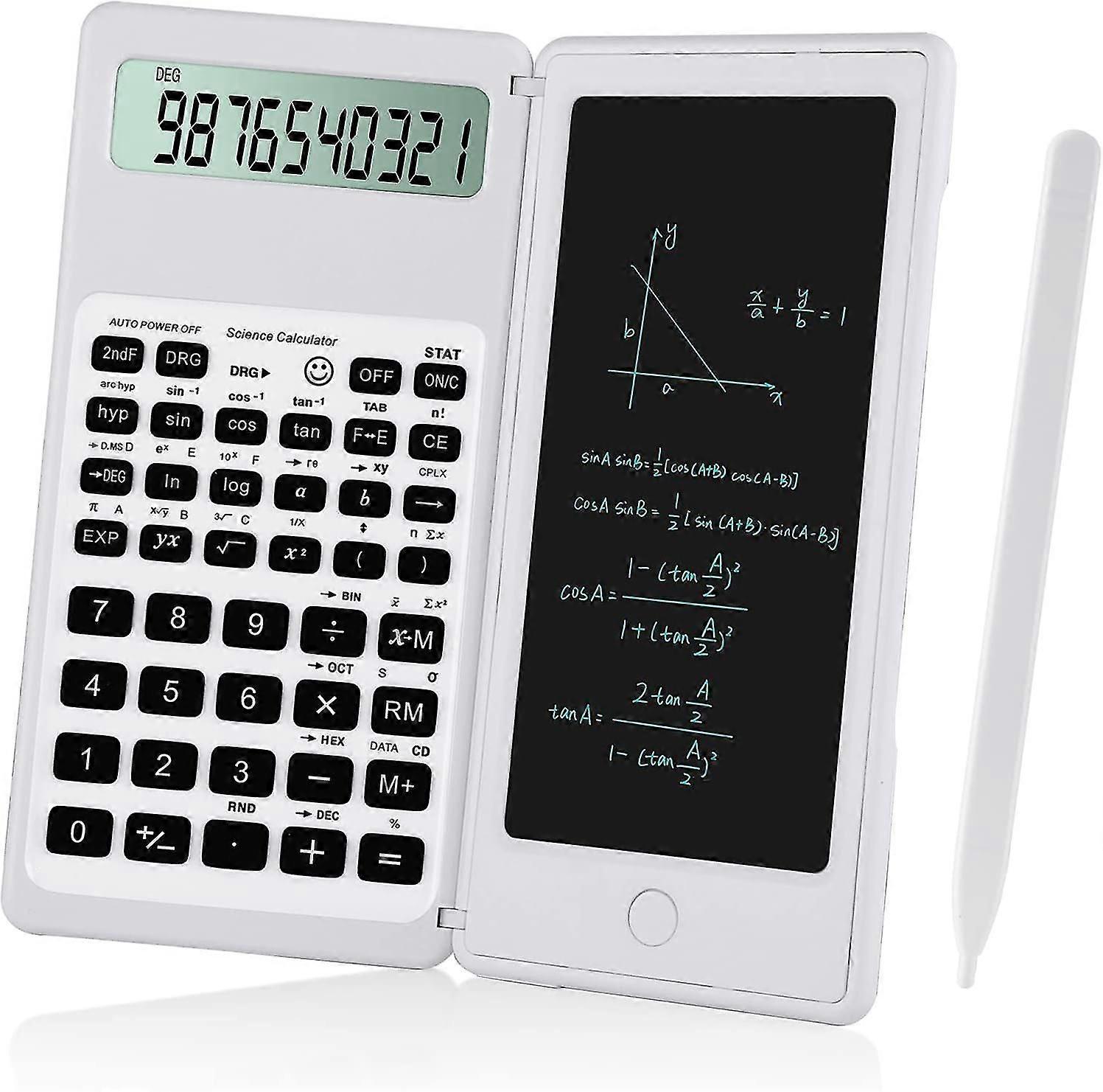 Scientific Calculators For Students, 10-digit Large Screenmath Calculator With Notepad For Middle High School& Collegewhite