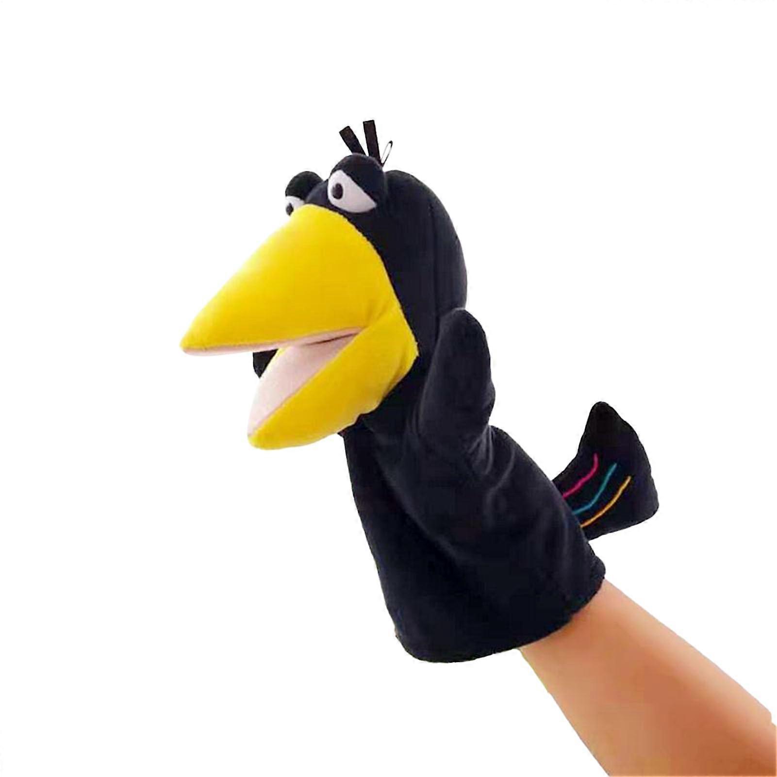 Crow Action Puppet Toy - Plush Hand Puppet for Interactive Theatre Shows, Toddler-Friendly Soft Animal Doll, 12 Inch
