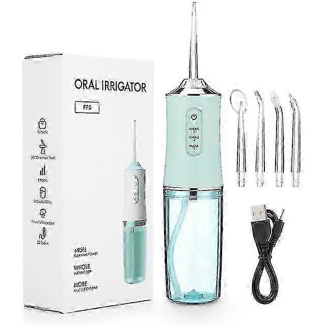 Oral Irrigator Portable Dental Water Flosser USB Rechargeable Water Jet Floss Tooth Pick 4 Jet Tip 220ml 3 Modes IPX7 1400rpm