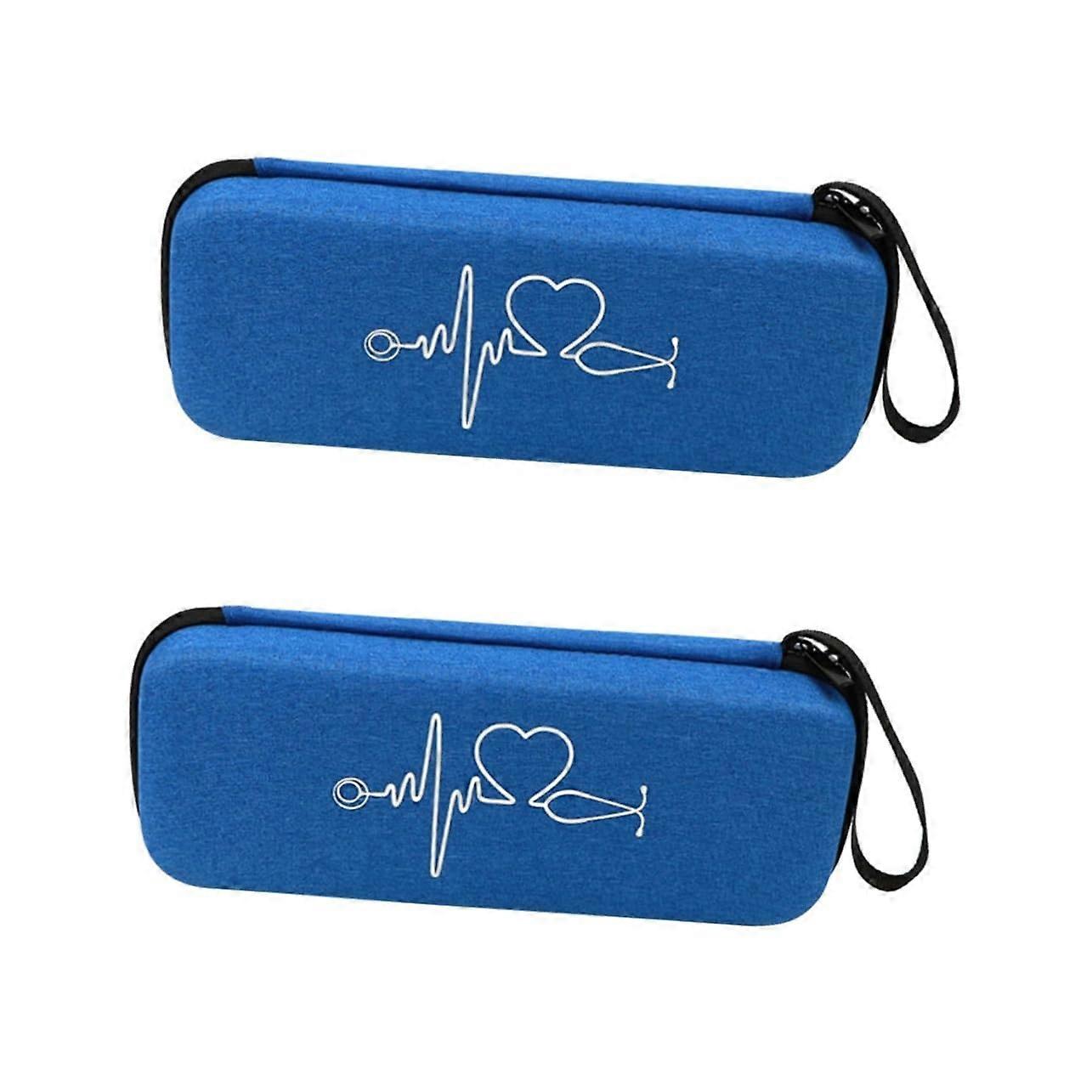 Pack of 2 Stethoscope Storage Bags, Portable Pocket Cases, 28.5x11 cm (Dark Blue)